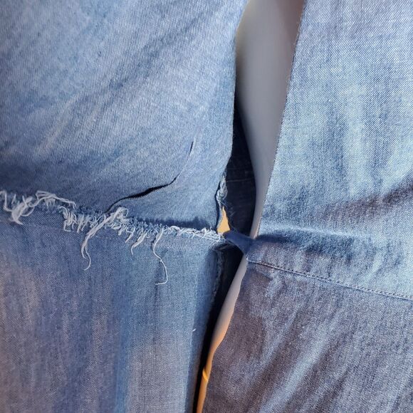 Vintage 50's Swirl Denim Apron Wrap Dress - Picture 7 of 8